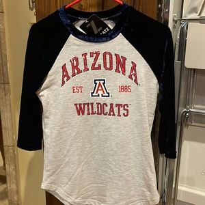 University of Arizona Navy Velvet sleeve top XS New